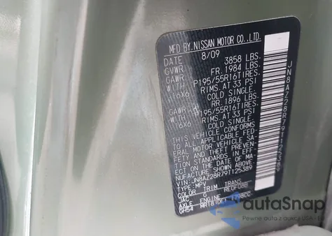 2009 Nissan Cube 1.8Sl из США, поврежденный, VIN JN8AZ28R79T125389